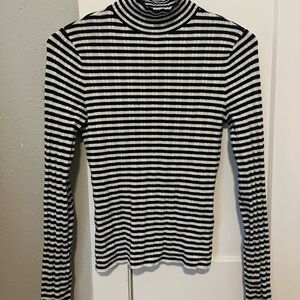Women’s Abercrombie Navy Blue Stripe Mock Neck Sweater XS